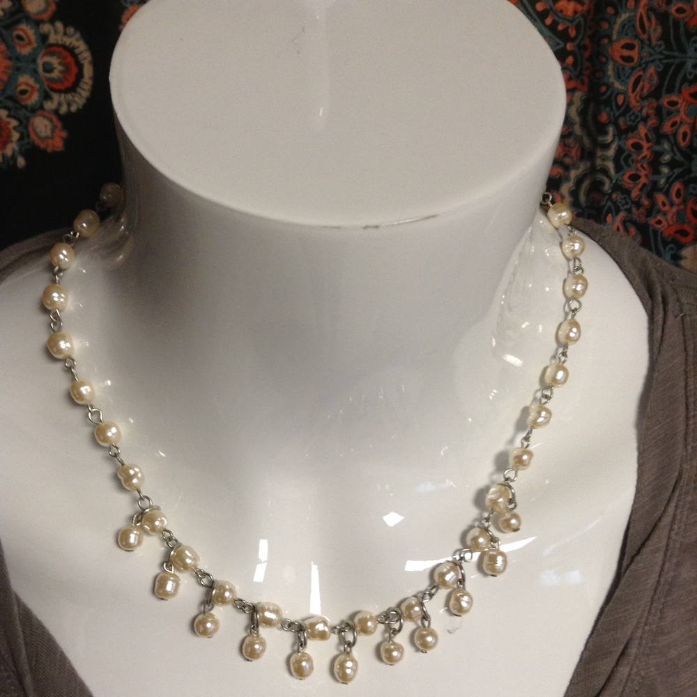 Natural Pearls and Sterling Silver Necklace